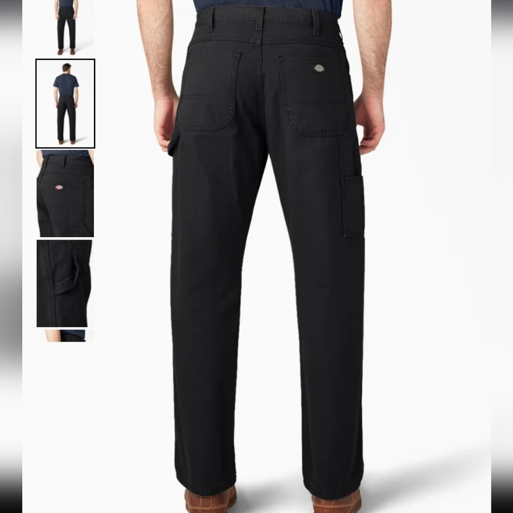 Dickie's Relaxed Fit Heavyweight Duck Carpenter Pants Rinsed Black 34x32 NWT - Picture 5 of 10
